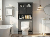 2-Door 3-Tier Toilet Cabinet MDF Melamine-Faced Bathroom Vanity 23.23*8.66*66.93in Black 11765770