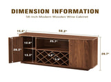 58" Modern Wavy Curve Sideboard-Multifunctional storage cabinet with wine rack and glassware holder, W1162P478268