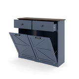 Farmhouse Blue Double Tilt Out Trash for 20 Gallon Trash Cans, Free Standing Recycling 19080541