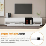 ON-TREND Sleek and Stylish TV Stand with Perfect Storage Solution, Two-tone Media Console for TVs Up WF311772AAK