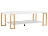 (106 x 50 x 48cm) Simple Double-layer Golden Iron Pipe Marble PVC Coffee Table Rectangular 28906257