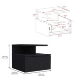 Adele Floating Nightstand , End Table, Side Table Drawer, Open Top Shelves -Black B20092134