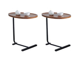 2-pieces Brown C-shaped Side Table, Small Sofa Table for Small Spaces, Living Room, Bedroom 31928625