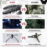 5ft Black Christmas Tree with 250 White LED Lights, 1076 Tips PEPVC Artificial Tree for Halloween & 78139816