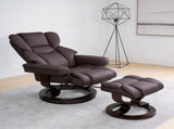8-Point Massage Recliner with Ottoman, Heated Cat Scratch Leather Reclining Chair ,Bent Wood Base, W1622P460963