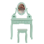 ZUN FCH Kids Vanity Set with Mirror and Lights and Stool, 5 Storage Drawers, Pretend Play Princess 92849524