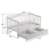 Vertical Fence White Painted Pine Toddler Bed with Bottom Drawer and Side Car Bed 73292945