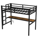 ZUN Metal Twin XL Size Loft Bed with Power Outlet and LED Lighted, Space-Saving, Noise Reduced, Black W1307P192840