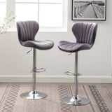 Ellston Upholstered Adjustable Swivel Barstools in Gray, Set of 2 T2574P165084