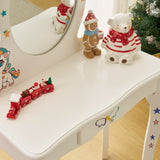 ZUN Kids Vanity Table and Chair Set, Girls Vanity with Mirror & Stool, Cute Unicorn Design, Pretend Play 87535947