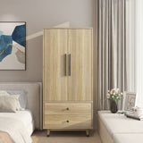 Density board pasted with triamine 9398-1 oak color black copper feet 2 doors 2 drawers with clothes 83228701