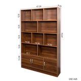 70.87" Tall Bookshelf with 10 Cubes and 3 Doors, 4-Tier Bookshelf, Open Shelf Bookcase with Cabinet, W331P257393