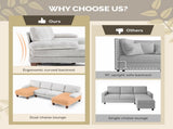 U-Shaped Convertible Sectional Sofa with 2 Chaise Lounges, 4-Seater Modular Couch with Removable & 93592549