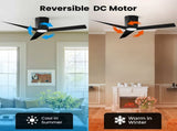 Ceiling Fans with Dimmable Led Lights, 52 Inch Flush Mount Ceiling Fan Remote Control, Quiet DC 08567897