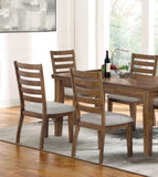 Transitional Set of 2pc Side Chairs Walnut Light Gray Ladder Back Chairs Solid wood 100% Polyester B011P158093
