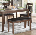 ZUN Classic Cherry Finish 6pc Dinng Set Table Bench 4x Chairs Faux Leather Upholstery Kitchen Dining B011P194596