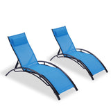 ZUN 2PCS Set Chaise Lounges Outdoor Lounge Chair Lounger Recliner Chair For Patio Lawn Beach Pool Side W41928444