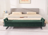 67.91"Wide Velvet Storage Soft Bench with Armrests for Living Room, Entryway and Bedroom. GREEN W3118P280145