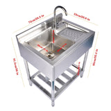 28.3in Stainless Steel, Left, Right Wash, Silver with Water Faucet Free Standing Laundry 61405108