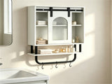 Farmhouse Industrial Wall Mounted Bathroom Cabinet with Sliding Fluted Door, 3Tier Storage 41125079