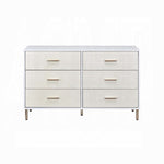 ZUN White and Champagne 6-Drawer Dresser B062P209045