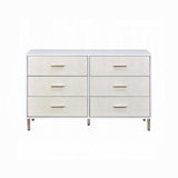 ZUN White and Champagne 6-Drawer Dresser B062P209045