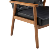(75 x 69 x 84)cm Retro Modern Wooden Single Chair,Black PU 19517530
