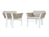 Outdoor Dining Chair Set of 2 ,White Aluminum Frame with Beige Cushion, 300lbs Capacity, All-Weather N779P368549W