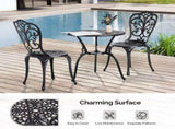 3 PCS Outdoor Bistro Set, All-Weather Cast Aluminum Butterfly Bistro Table and Chairs Set of 2, 37225764