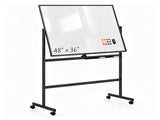 360&deg Rotating Double-Sided Whiteboard, 48" x 36" Magnetic Dry Erase Board with Lockable Universal 48087911