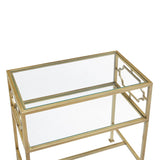 Grifton Rectangular Antique Gold Metal and Glass Accent Table B050P364437