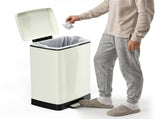 White 17 Gallons Pedal Trash Can with Soft Close Lid, Removable Inner Bucket & Detachable Wheels, 33350402