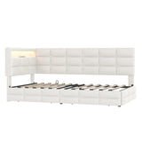 Upholstered Twin Size Daybed with Storage 2 Drawers and Charging Station, Day Bed Frame with LED N733P285121A