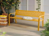 47in PVC Mesh Backrest Iron Bench Yellow 10995286