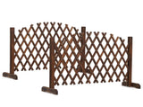 Set of 2 Retractable Arched Wooden Fences 205 x 33.5 x 80 cm Carbonized Finish 86670017