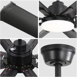 ZUN 72 Inch Modern Large Design Ceiling Fans With Smart Remote Control 6 Wind Speed DC Motor Black for W882P244721