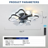 19.7 Inch Light Ceiling with Lights Remote Control with Modern Butterfly Design Styling, Black, W1340103802