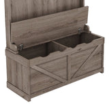 ZUN Hall Tree with Storage Bench, Entryway Bench with Drawer and 5 Hooks, Coat Rack with Display Shelf W1307P175736