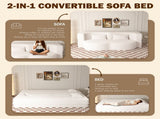 Modern Floor Sofa with 2 Pillows,Convertible Teddy Fabric Foam-Filled Sleeper Sofa Bed,15" Twin Size 62134147