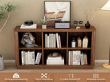 6 Cube Storage Bookcase, 40" Wide Low Horizontal Book Shelf with Curved Edge, Wood Floor Standing W2641P460042