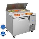Orikool 44 IN Commercial Pizza Prep Table with a Built-in Refrigerator 11 Cu.Ft, Butcher Block W2095126125