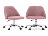 Comfy Office, Adjustable Swivel Desk with Wheels, Wide Seating, Modern Fabric Vanity 82980240