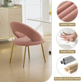 061-Set of 1 Teddy Fabric Chairs With Curved Backrest and Golden Metal Legs for Kitchen or W527P255486