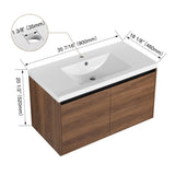 LEVISTAR Brown 36 Inch Bathroom Vanity with resin Countertop Sink, 2 Doors Bathroom Cabinet Set W1972P165047