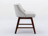 Counter Height Swivel Barstools, 26'' H Seat Height Upholstered Bar Stools Set of 2, Fabric in Ivory W1143P151490