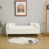 65.35"Wide Corduroy Storage Soft Bench with Armrests, Backrest and Two bolster Pillows for Living 45014415