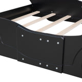 Full Size Race Car-Shaped Platform Bed with Wheels,Black WF298788AAB