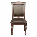 ZUN Traditional Dining Wooden Side Chairs Set of 2 Brown Cherry Finish Faux Leather Upholstery Home B01149812