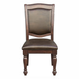 ZUN Traditional Dining Wooden Side Chairs Set of 2 Brown Cherry Finish Faux Leather Upholstery Home B01149812