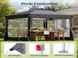 10x10 FT Folding Canopy Tent with 4 Sidewalls, One-Push Central Lock Outdoor Canopy with 2 Clear 04350771
